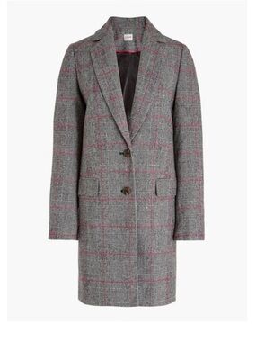 J. Crew Glen Plaid Topcoat Wool Blend Jacket Gray. Sz: 10